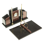 Настольный письменный набор из лемезита и змеевика с часами Royal Accessory варинант исполнения - 2 | Loft Concept в Волгограде