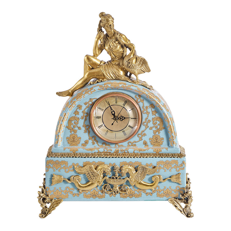 Часы настольные с фигуркой в виде девушки Eden Garden Голубой Бронза в Волгограде | Loft Concept 