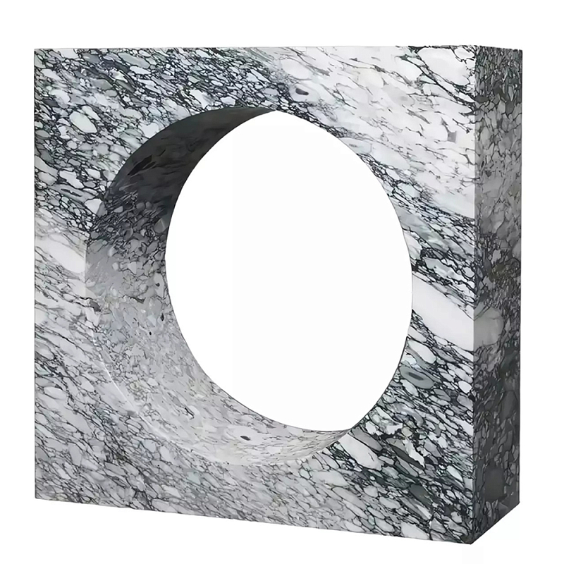 Дизайнерский журнальный стол квадратной формы с круглой нишей Guxawar Белый Мрамор Bianco в Волгограде | Loft Concept 