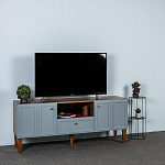 ТВ-тумба серая из массива бука с 2-мя дверками и ящиком Wenge Light варинант исполнения - 7 | Loft Concept в Волгограде