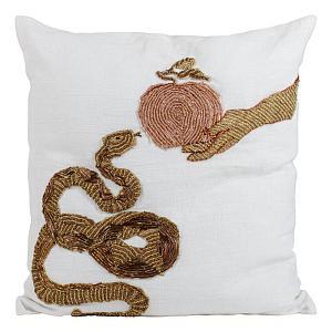 Подушка с вышивкой из бисера Snake with Apple
