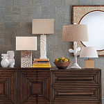 Настольная лампа с белым каркасом и тканевым абажуром Natural Stems варинант исполнения - 4 | Loft Concept в Волгограде