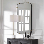 Зеркало настенное в черной металлической раме Mirror Cardinal варинант исполнения - 6 | Loft Concept в Волгограде