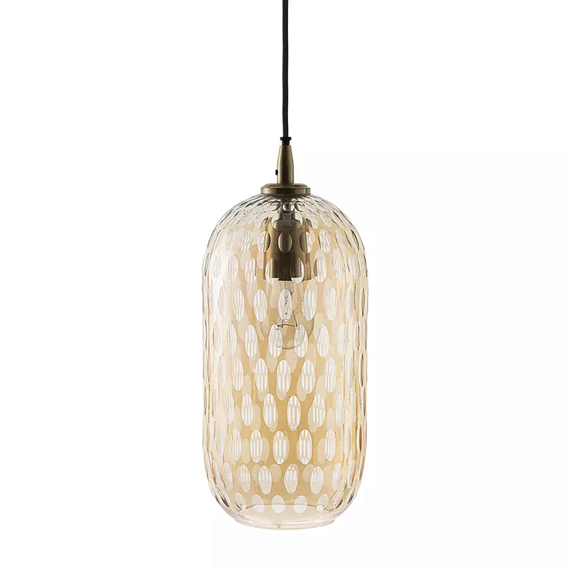 Подвесной светильник с плафоном из затемненного стекла с рельефным узором Glass lampshade with Relief Pattern Янтарный Подвесной светильник с плафоном из затемненного стекла с рельефным узором Glass lampshade with Relief Pattern Янтарный в Волгограде | Loft Concept