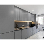 Прямой серый кухонный гарнитур с фрезерованным фасадом Idelle Kitchen Set варинант исполнения - 3 | Loft Concept в Волгограде