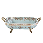 Блюдо прямоугольное из голубого фарфора с ручками и рисунком птиц и цветов Blue Garden варинант исполнения - 1 | Loft Concept в Волгограде