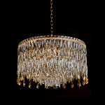 Люстра круглая с хрустальными подвесками на золотистом каркасе Roul Crystal Light варинант исполнения - 4 | Loft Concept в Волгограде