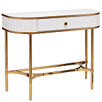 Консоль с ящиком белая с золотом Textured White Console with Gold варинант исполнения - 1 | Loft Concept в Волгограде
