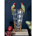 Ваза из прозрачного стекла с бронзовыми ножками и фигурками попугаев Eden Garden porcelain and bronze варинант исполнения - 1 | Loft Concept в Волгограде