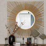 Зеркало-солнце круглое с золотыми лучам Sunrise варинант исполнения - 2 | Loft Concept в Волгограде