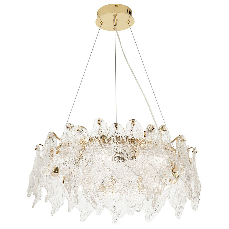 Люстра с декором из текстурированного стекла Textured Glass Chandelier 8 Золотой Прозрачное Стекло Люстра с декором из текстурированного стекла Textured Glass Chandelier 8 Золотой Прозрачное Стекло в Волгограде | Loft Concept