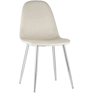 Стул Archie Chair Молочный Велюр Хромированные ножки