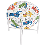 Пуф детский круглый с принтом на 4-х белых ножках Dinosaurs CHILDHOOD варинант исполнения - 3 | Loft Concept в Волгограде