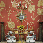 Обои с вышивкой ручной работы Deco Flowers Original colourway on wool sateen варинант исполнения - 1 | Loft Concept в Волгограде