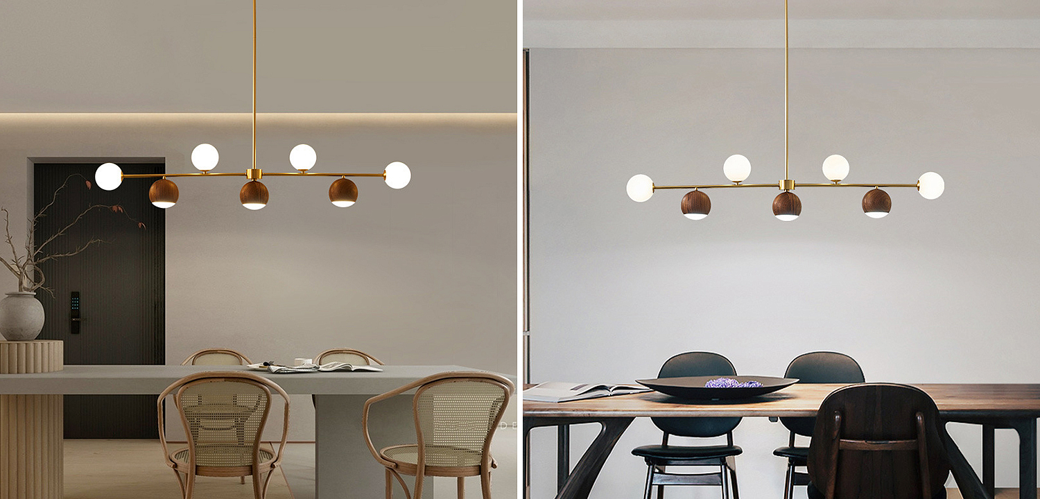 Линейная люстра Theo Metal Wooden Linear Chandelier Линейная люстра Theo Metal Wooden Linear Chandelier - Loft-Concept в Волгограде