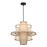 Подвесной светильник фигурный из деревянных прутьев с плафоном из натуральной ткани Light Inside the Cell варинант исполнения - 4 | Loft Concept в Волгограде