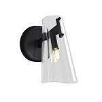 Бра конусообразной формы из прозрачного акрила и черной стали Glass Cylinder Black варинант исполнения - 1 | Loft Concept в Волгограде