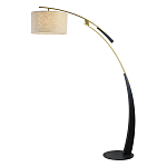 Торшер с изогнутой черной металлической ножкой и цилиндрическим абажуром из ткани Arched Metal Base  варинант исполнения - 1 | Loft Concept в Волгограде