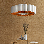 Люстра круглая фактурная в сочетании белого и золотого цвета Wide Stripes of Ribbon варинант исполнения - 5 | Loft Concept в Волгограде