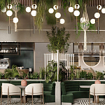 Люстра на штанге с 4-мя белыми шарообразными плафонами Bubble Chandelier варинант исполнения - 4 | Loft Concept в Волгограде