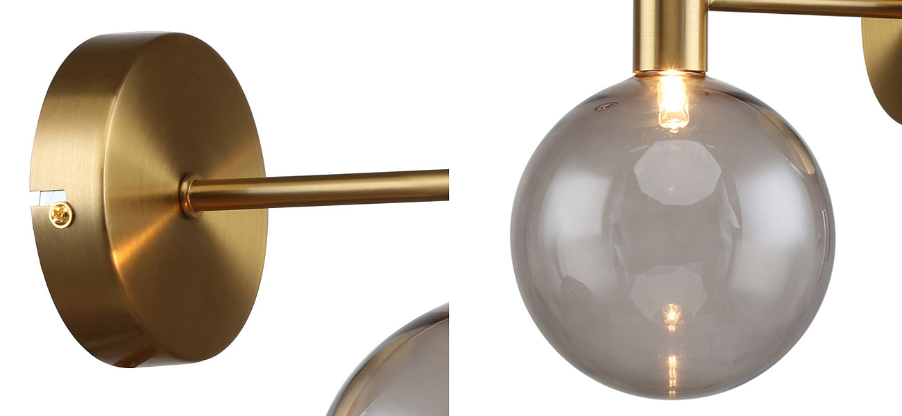 Бра с выдувным плафоном коньячного цвета Carmella Globe Brass Бра с выдувным плафоном коньячного цвета Carmella Globe Brass - Loft-Concept в Волгограде
