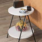 Стол приставной с 2-мя круглыми белыми столешницами ESSEL SIDE TABLE WHITE варинант исполнения - 9 | Loft Concept в Волгограде
