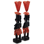 Комплект из 2-х деревянных статуэток Asmat Red Straw Headdress Statuettes варинант исполнения - 2 | Loft Concept в Волгограде