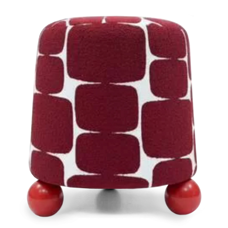 Пуф Wakonda с Красным онаментом и круглыми ножками Белый Красный в Волгограде | Loft Concept 