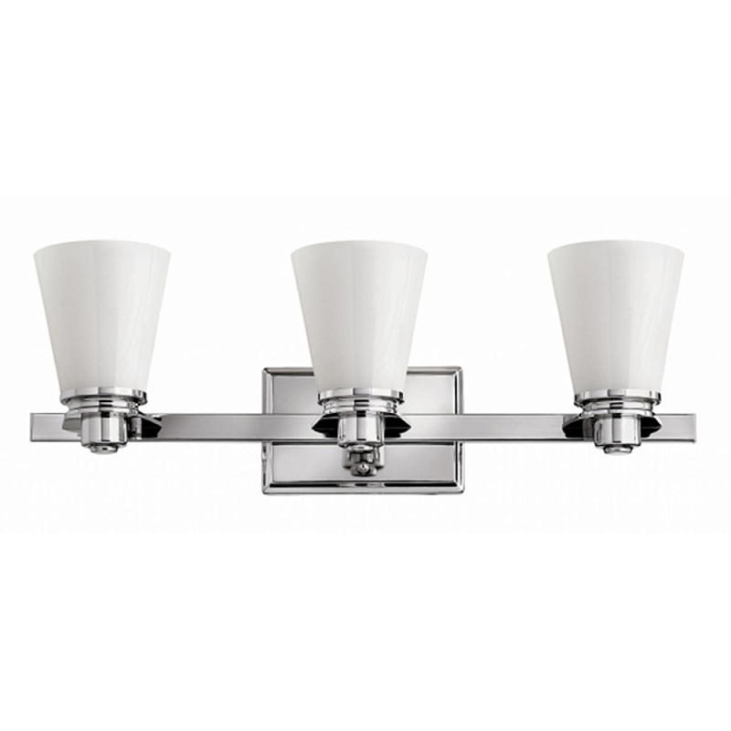 Бра для ванных комнат с белыми стеклянными конусными плафонами Hinkley Хром Белый в Волгограде | Loft Concept 
