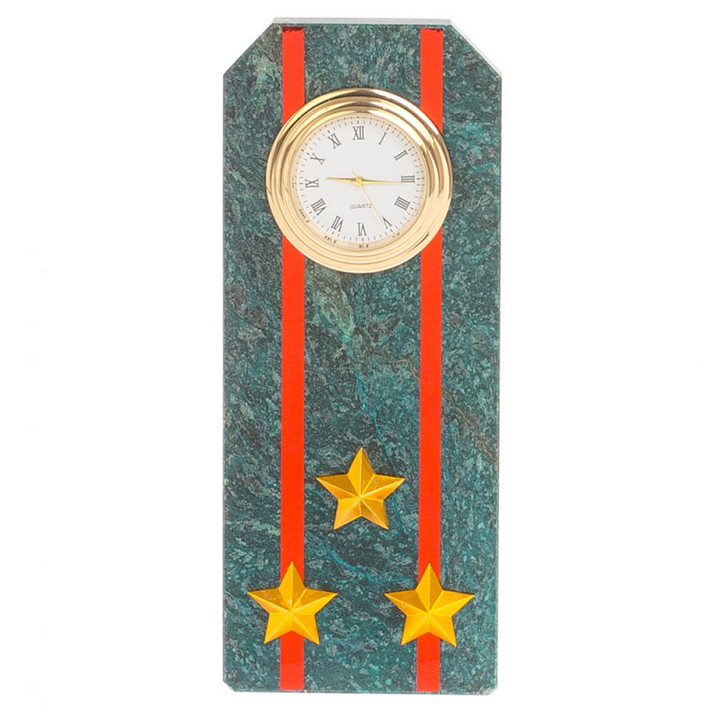 Часы погон ВС подарочные настольные из натурального камня Змеевик Military Clock Зеленый Красный Золотой Часы погон ВС подарочные настольные из натурального камня Змеевик Military Clock Зеленый Красный Золотой в Волгограде | Loft Concept