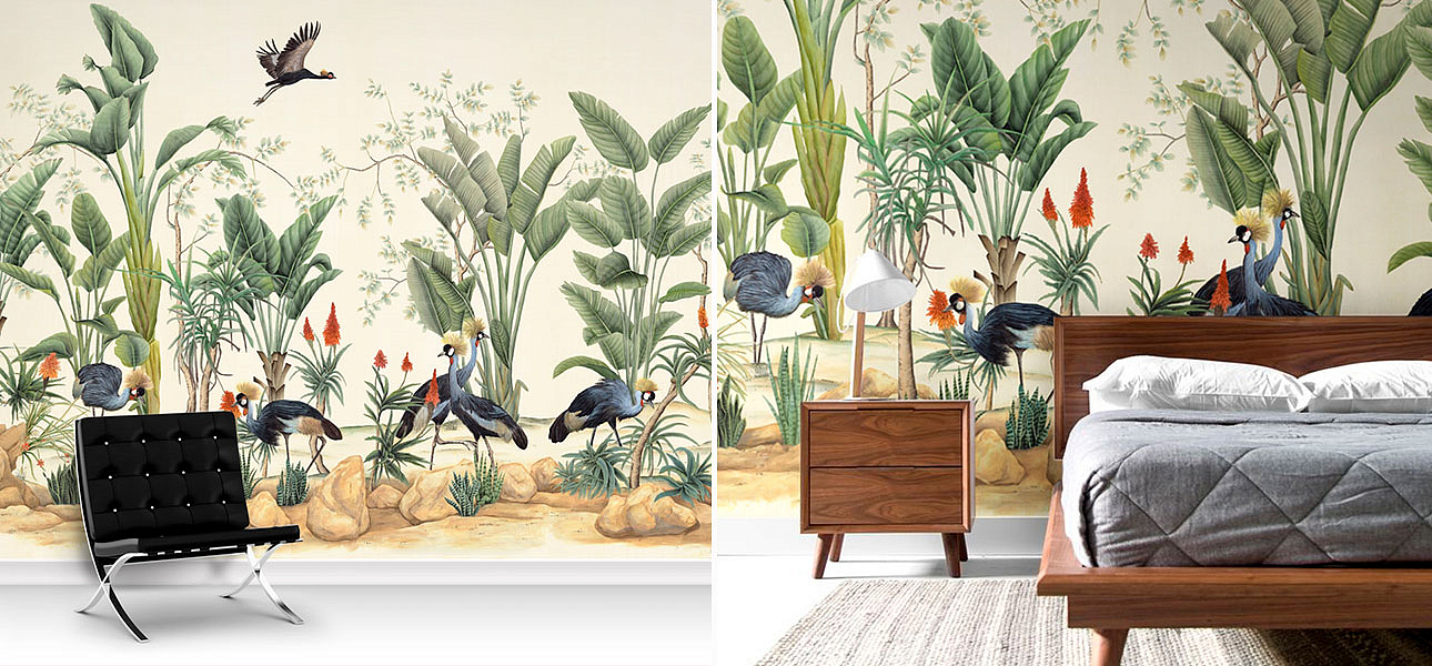 Обои ручная роспись African Cranes Обои ручная роспись African Cranes - Loft-Concept в Волгограде