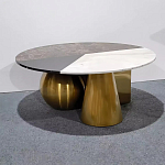 Дизайнерский журнальный стол с круглой столешницей на 3-х геометрических ножках Lehumod варинант исполнения - 1 | Loft Concept в Волгограде