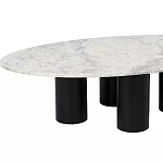Кофейный столик овальный с мраморной столешницей на 4-х массивных ножках Demonstration of Taste варинант исполнения - 1 | Loft Concept в Волгограде