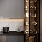 Серый кухонный гарнитур с фасадом под светлый дуб Ferrand Kitchen Set варинант исполнения - 4 | Loft Concept в Волгограде