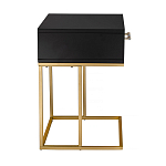 Приставной столик с резным узором на выдвижном ящике Black Table Carved Pattern варинант исполнения - 5 | Loft Concept в Волгограде