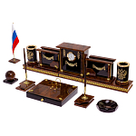 Настольный письменный набор с часами из природного камня обсидиана Royal Set варинант исполнения - 2 | Loft Concept в Волгограде