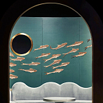 Обои с вышивкой ручной работы Deco Fish Original colourway варинант исполнения - 2 | Loft Concept в Волгограде