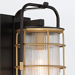 Настенный фонарь цилиндрической формы с рифленым стеклом в золотом каркасе на черном прямоугольном основании Eurofase варинант исполнения - 16 | Loft Concept в Волгограде