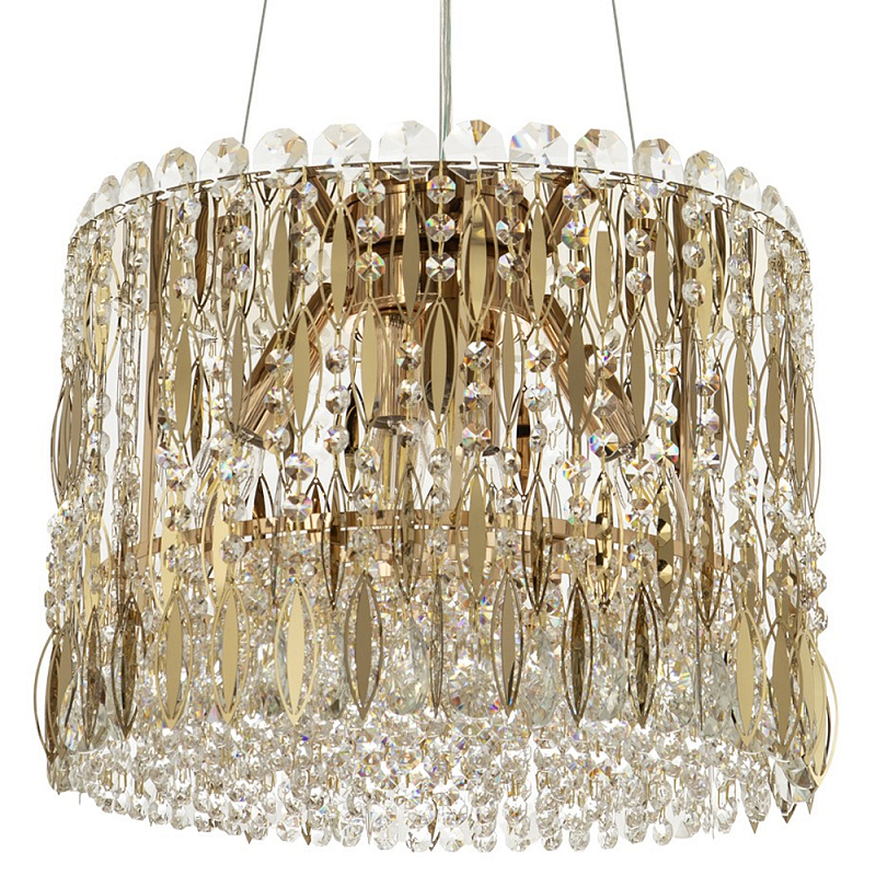 Круглая люстра с металлическими и хрустальными подвесками Bonnay Crystal Chandelier Золотой Прозрачное Стекло Круглая люстра с металлическими и хрустальными подвесками Bonnay Crystal Chandelier Золотой Прозрачное Стекло в Волгограде | Loft Concept