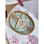 Блюдо овальное с ручкой и голубым фарфоровым дном с цветочным рисунком Blue Garden варинант исполнения - 2 | Loft Concept в Волгограде