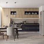 Прямая кухня с фасадом под дерево Maurice Kitchen Set варинант исполнения - 1 | Loft Concept в Волгограде