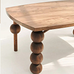 Обеденный стол деревянный с круглыми декоративными элементами на ножках Koko варинант исполнения - 4 | Loft Concept в Волгограде