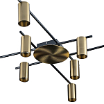 Потолочный светильник с 10-ю цилиндрическими плафонами цвета латунь TRIBES CHANDELIER варинант исполнения - 2 | Loft Concept в Волгограде