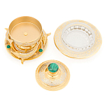 Икорница c декором "Три стерлядки" с гравировкой и натуральным камнем Малахит Decorative Cavair Dishes варинант исполнения - 2 | Loft Concept в Волгограде