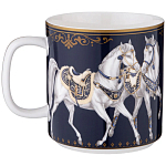 Кружка из фарфора синяя с изображением лошадей 400 мл Porcelain Horse Set варинант исполнения - 1 | Loft Concept в Волгограде