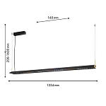 Подвесной светильник линейный вытянутой формы с черным матовым корпусом и золотистыми акцентами Line Pendant варинант исполнения - 1 | Loft Concept в Волгограде