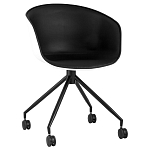 Офисное кресло из пластика с мягким сиденьем Eggshell Black варинант исполнения - 1 | Loft Concept в Волгограде