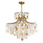 Люстра подвесная с белыми и золотыми круглыми подвесками Диаметр 70 см SHELL Chandelier варинант исполнения - 1 | Loft Concept в Волгограде