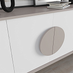 Комод бежево-белый с 4-мя дверцами c декором в виде бежевого круглого элемента на фасаде GORA CONSOLE 180CM LIGHT MOCHA варинант исполнения - 4 | Loft Concept в Волгограде