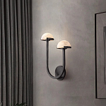 Бра с 2-мя мраморными плафонами на черном корпусе Light Warm Light варинант исполнения - 2 | Loft Concept в Волгограде